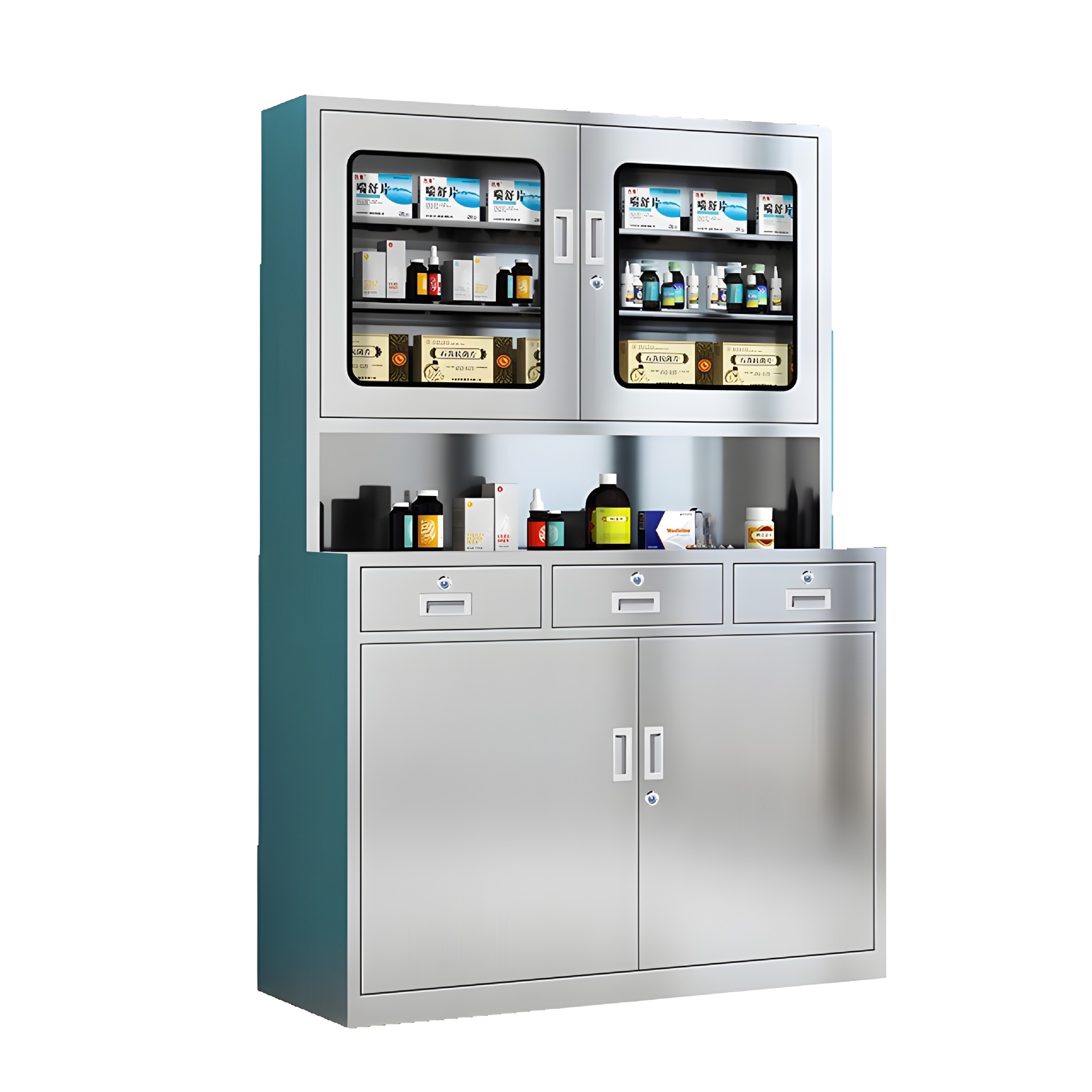 三斗四门不锈钢西药柜
