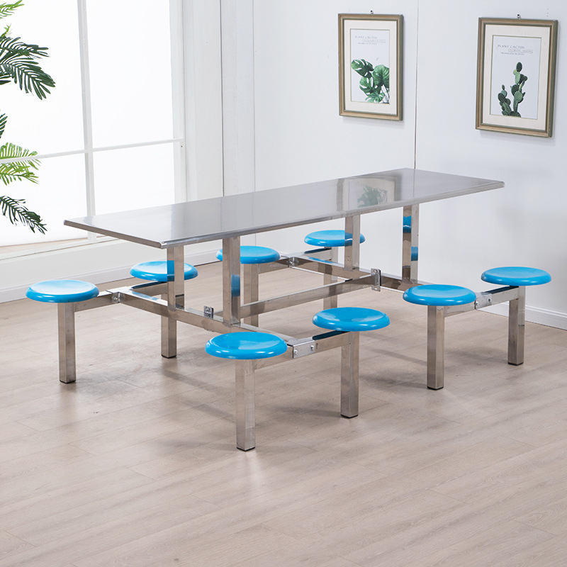 圆凳连体餐桌八人位