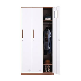 三门更衣柜-咖白套色
